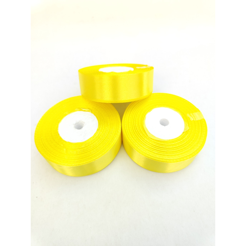 Атласна стрічка 2.5 см 23м жовтий