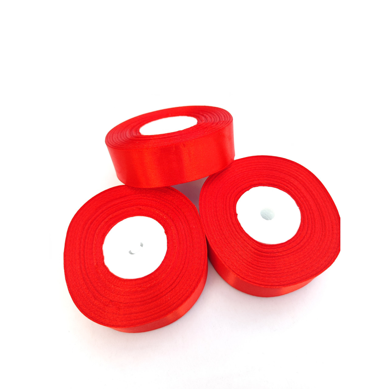 Атласна стрічка 2.5 см 23м червона