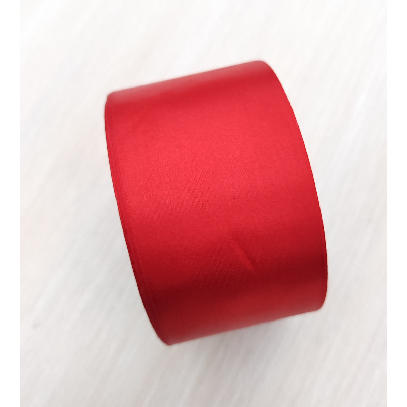 Атласна тасьма 5 см 23м червона