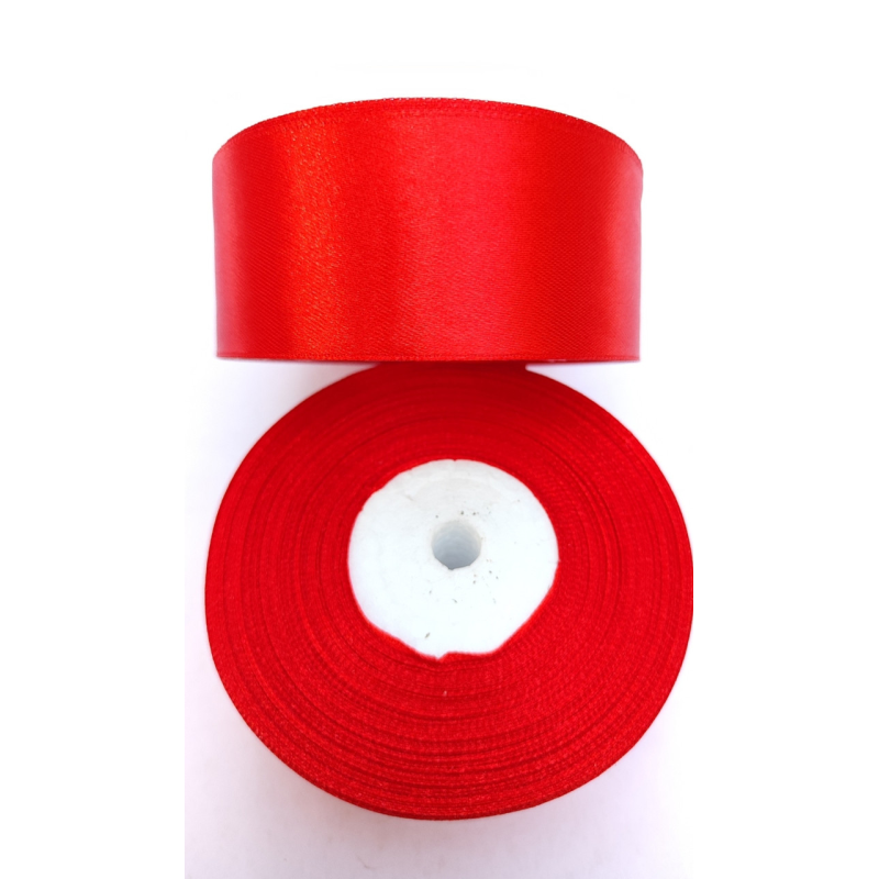 Атласна тасьма 5 см червона