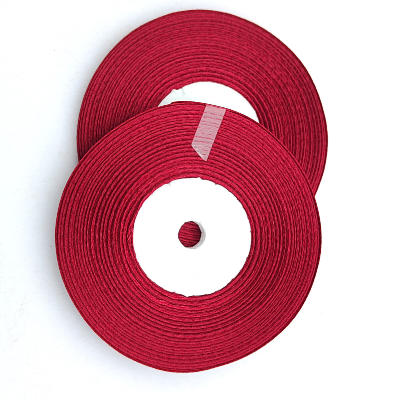 Стрічка атласна 6 мм 33м бордова