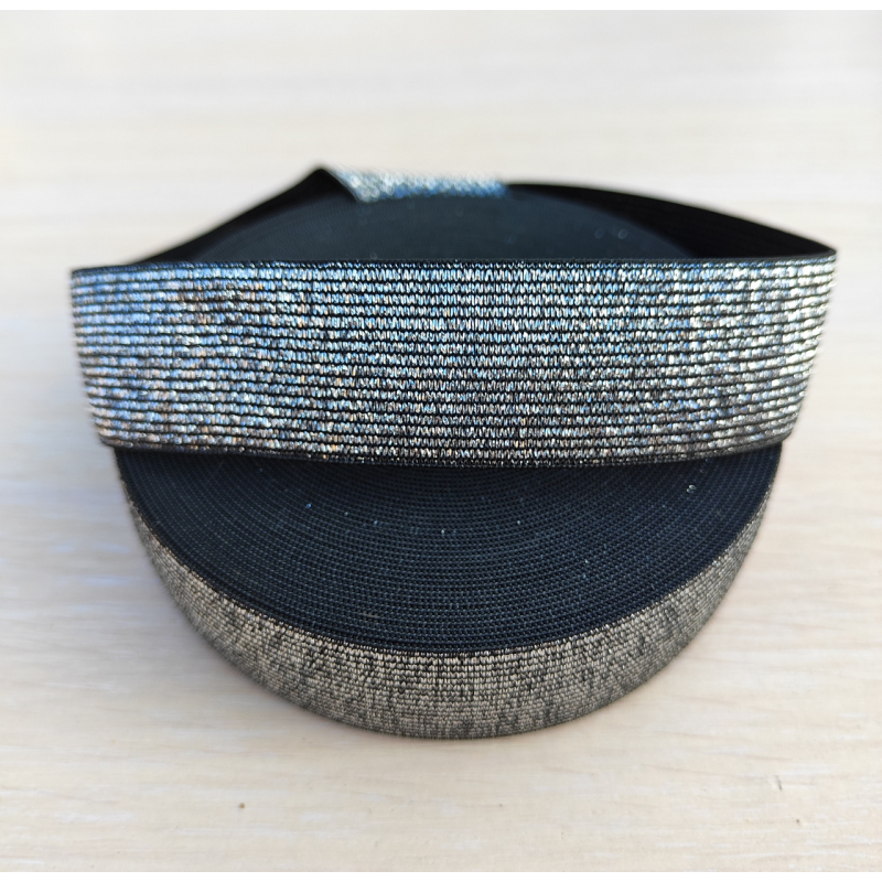 Резинка 3 см чорне срібло