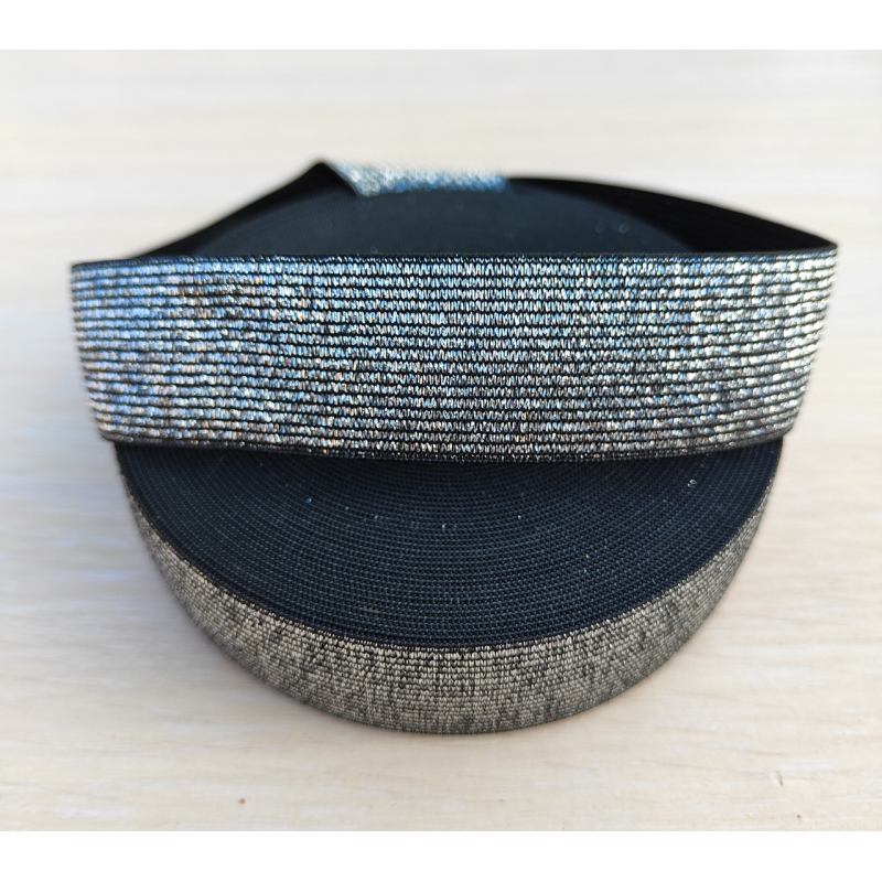 Резинка 4 см чорне срібло Резинка 4 см чорне срібло