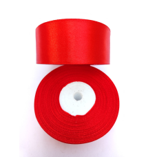 Атласна стрічка 4 см 23м червона