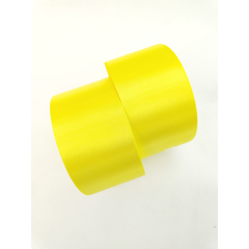 Атласна тасьма 4 см 23м жовта