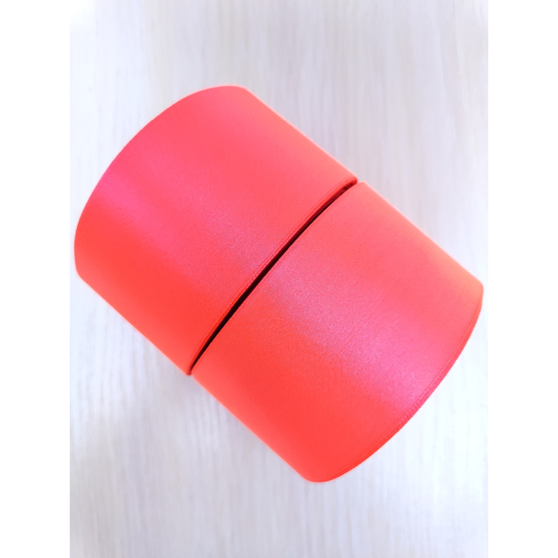 Атласна тасьма 5 см 23м кораловий неоновий