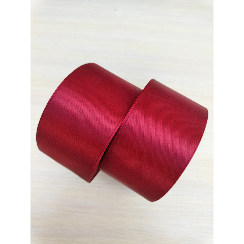 Атласна тасьма 5 см 33 м бордова