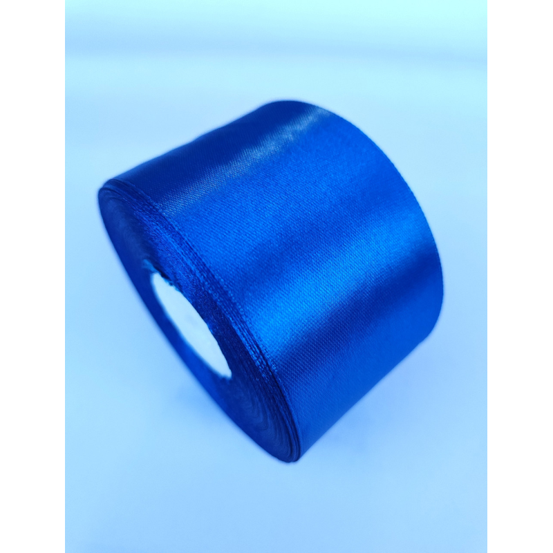 Атласна тасьма 4 см 23м синя