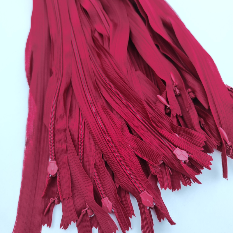 Блискавка потаємна 50 см 163 темно-червона