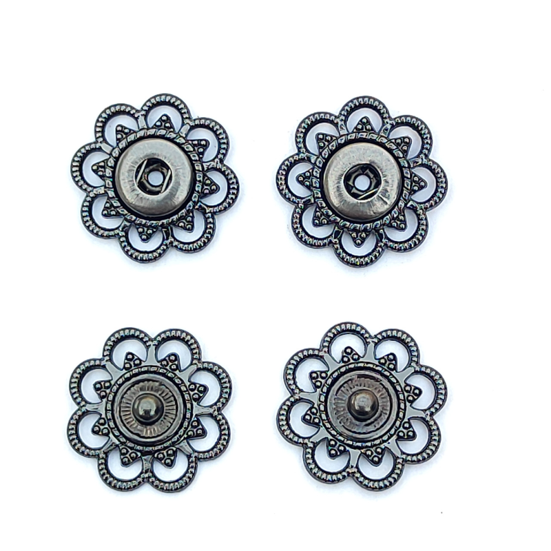 Кнопка ажурна пришивна № 21 мм темний нікель