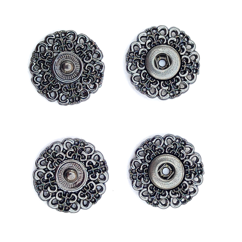 Кнопка ажурна пришивна № 21 мм темний нікель