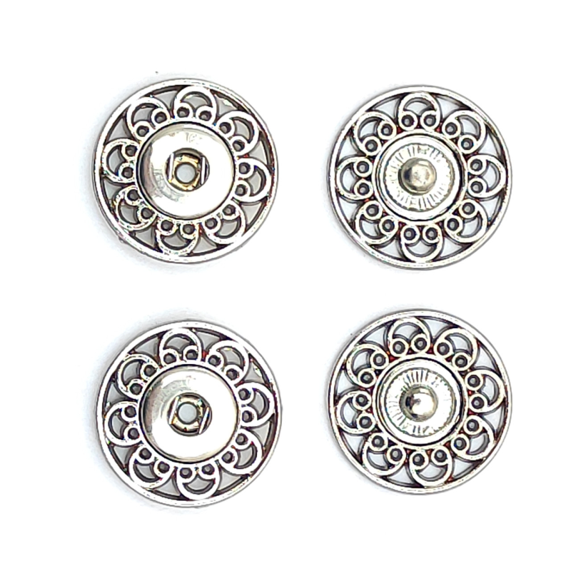 Кнопка ажурна пришивна № 21 мм нікель