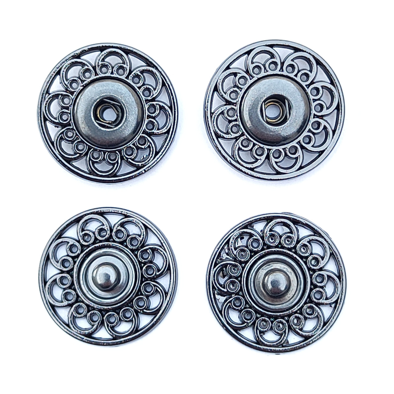 Кнопка ажурна пришивна № 25 мм темний нікель