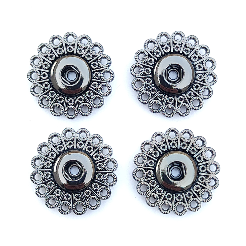 Кнопка ажурна пришивна № 25 мм темний нікель