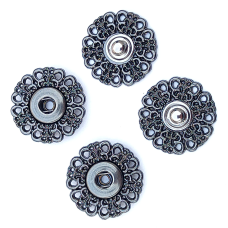 Кнопка ажурна пришивна № 25 мм темний нікель