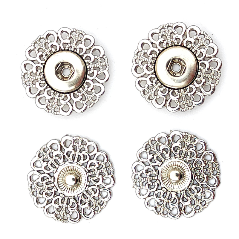 Кнопка ажурна пришивна № 30 мм нікель
