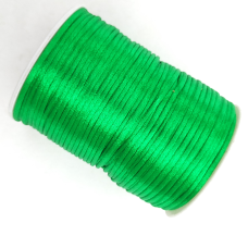 Атласний,сатиновий, шнур 2.5 мм 100м зелена