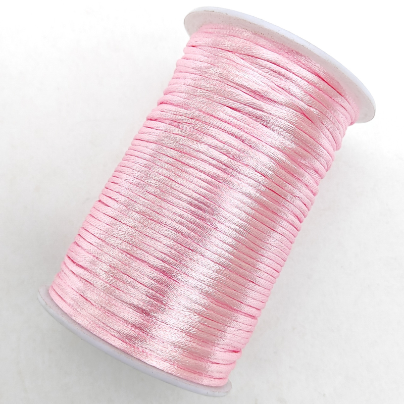 Атласний,сатиновий, шнур 2.5 мм 100м рожева