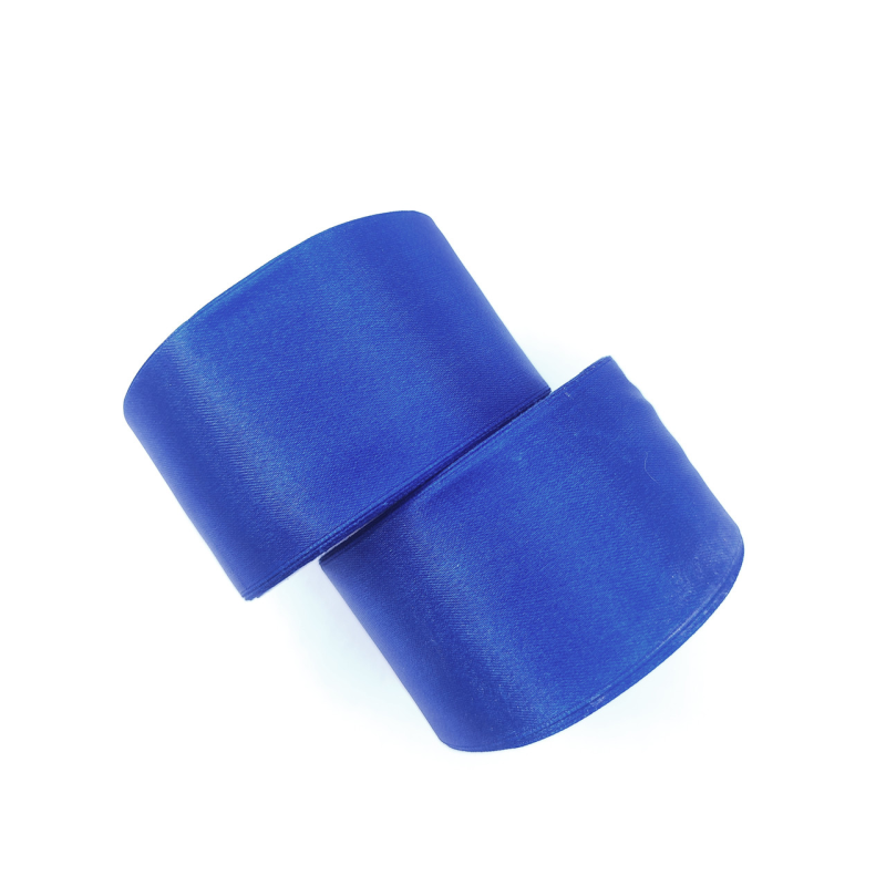 Атласна тасьма 5 см 23м синя