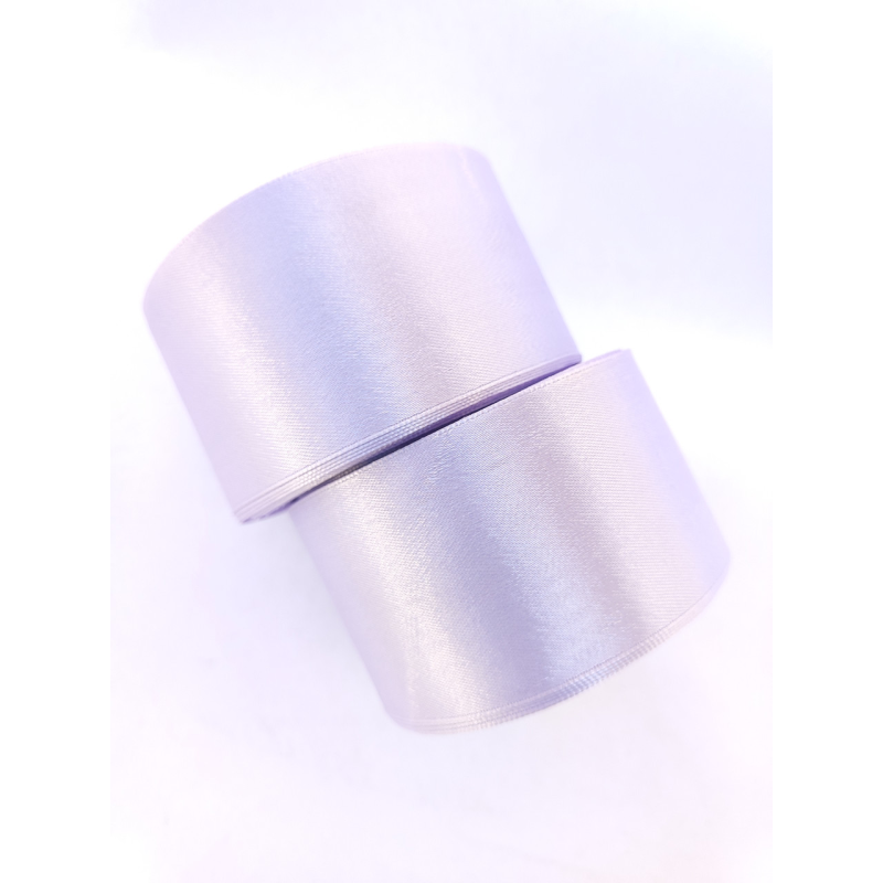 Атласна тасьма 5 см 23м блідо лавандовий