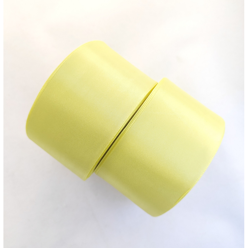 Атласна тасьма 5 см 23м світло-жовта
