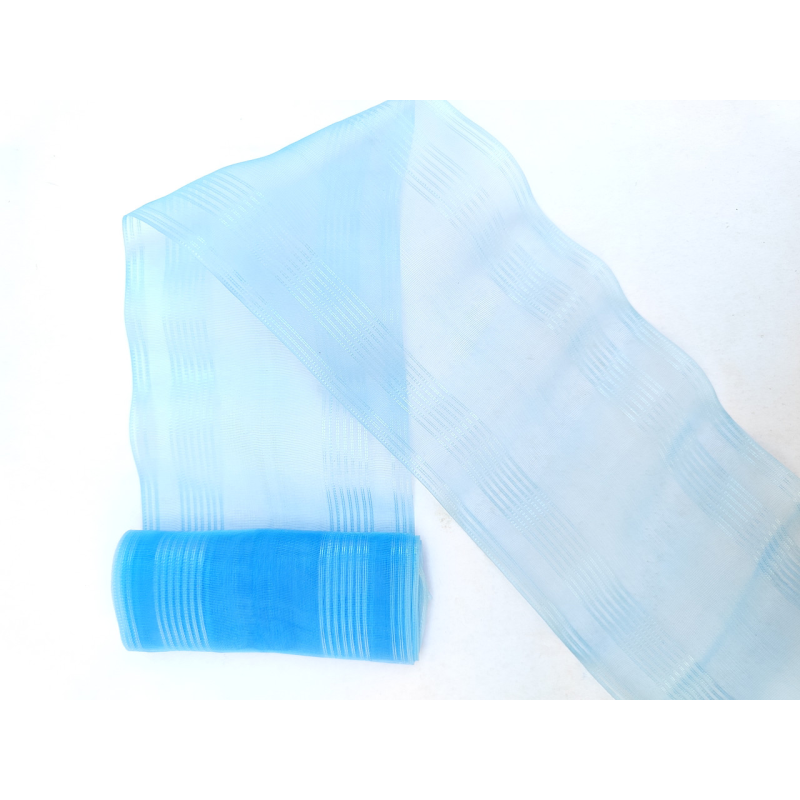 Стрічка для бантів з органзи 85мм блакитна