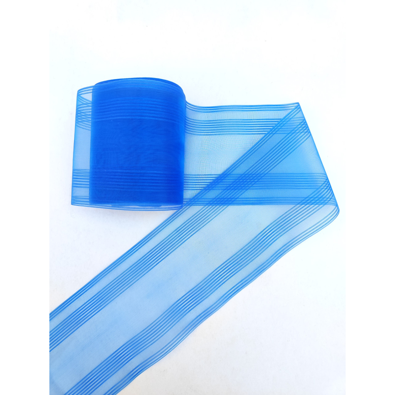 Стрічка для бантів з органзи 85мм синя