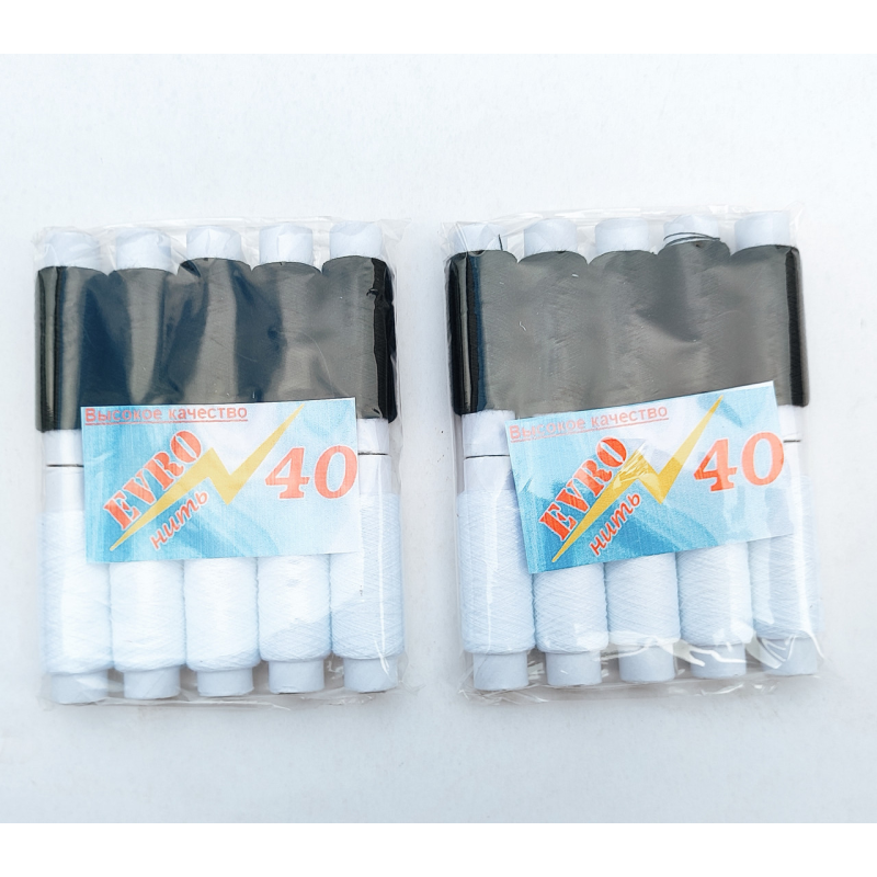 Нитка №40 біло-чорна 10 шт